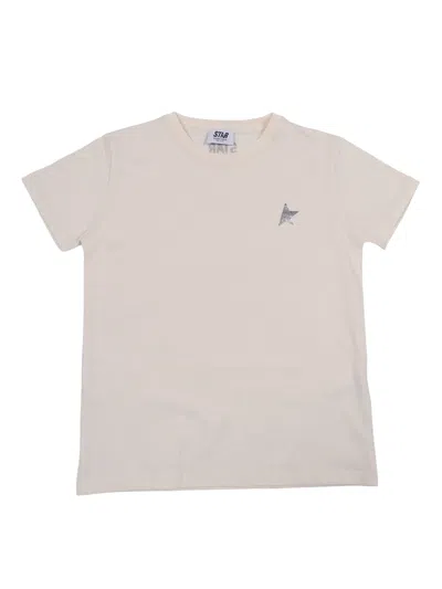 Golden Goose Sneakers Star Unisex T-shirt Cotton Jersey With Metallic In Neutral
