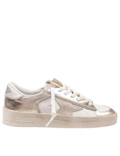 Golden Goose Vintage Leather Sneaker With Glitter And Suede Star Patch In Multi