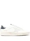 Golden Goose Stardan Sneakers With Ice-gray Suede Star And Glossy Black Leather Heel Tab In White