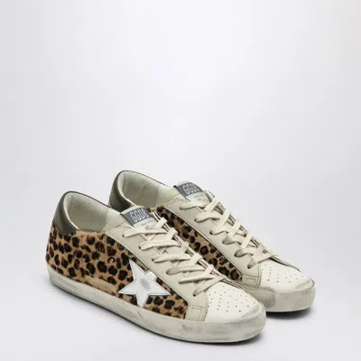 Golden Goose Sneakers Super Star In Leopard-print Pony Skin In Beige/brown/black/silver/olive