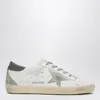 Golden Goose Super-star Leather Sneakers With Suede Grey Leather And Leather Grey Heel Tab Shoes In White