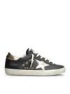 Golden Goose Leather Distressed Sneakers Metallic Panels In Black