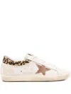 Golden Goose Super-star Sneakers In Suede With Worn Effect And Leopard Print Hairy Cow In White