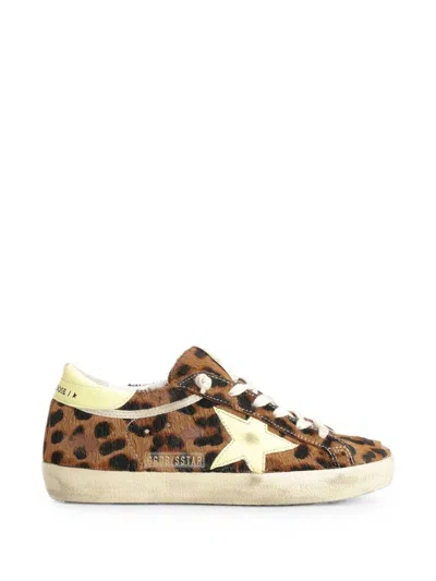 Golden Goose Sneakers Superstar Leopardate Con Talloncino Giallo  In White