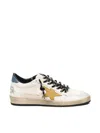 Golden Goose 'ball Star' White Low Top Sneakers With Star And Used Effect In White