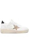 Golden Goose Women's Ball Star 2 Sneakers With Gold Glitter Star And Black Glitter Heel Tab In White