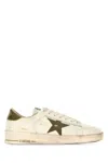Golden Goose Stardan White Leather Sneakers With Green Star And Heel In Multi