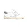 Golden Goose Super-star Leather Sneakers With Suede Grey Leather And Leather Grey Heel Tab Shoes In White