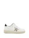 Golden Goose Ball Star 2 Sneakers With Gold Glitter Star And Black Glitter Heel Tab In White