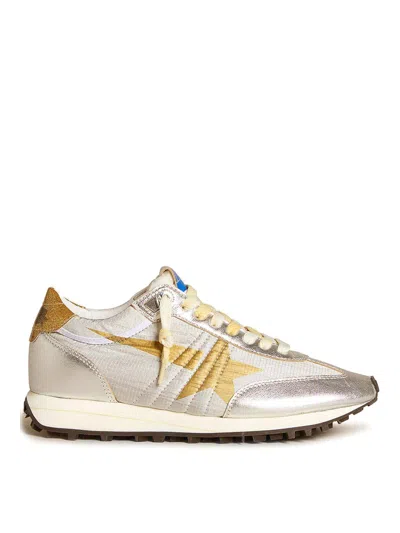 Golden Goose Running Marathon Nylon Upper Lamineted Toe And Spur Printed Star Glitter Heel Shoes In Multi