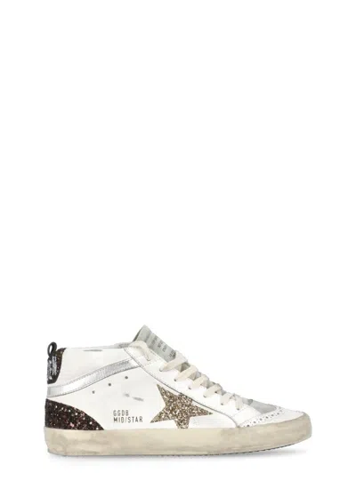 Golden Goose Mid Star Glitter-detail Sneakers In White