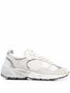 Golden Goose Dad-star Distressed Leather-trimmed Mesh And Suede Sneakers In White