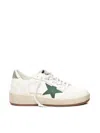 Golden Goose 'ballstar 2' White Low Top Sneakers With Star Patch On The Side And Laminated Heel In White, Green