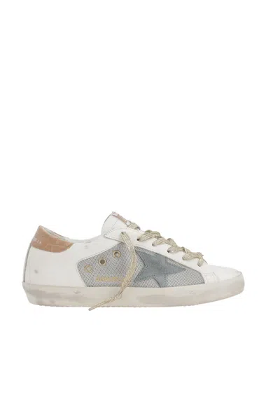 Golden Goose Super-star Genuine Shearling Low Top Sneaker In White+light Blue+beige