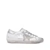 Golden Goose Super-star White And Silver Leather Womans Sneakers In Silver