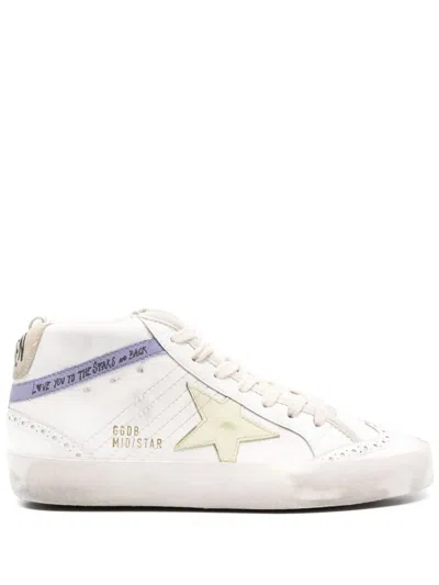 Golden Goose Mid Star Hi-top Sneakers In White/beige/yellow/purple