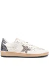 Golden Goose Leather Upper Suede Tongue Glitter Star Spur In White/cinder/antracite