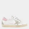 Golden Goose Super-star Sneakers In Nappa Leather With Suede Star And Pink Leather Heel Tab Shoes