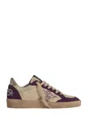 Golden Goose Ball Star Sneakers In White/purple/silver