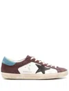Golden Goose Super Star Double Quarter Leather Sneakers In White/red Wine/black/teal