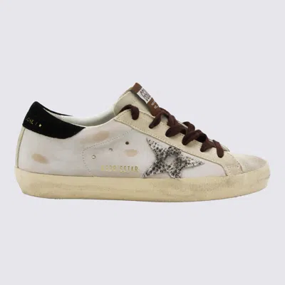 Golden Goose -style Star Leather Sneakers With Back Heel Tab And Lace-up Closure In White