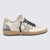 Golden Goose Ballstar White Low Top Sneakers With Glittered Star Patch On The Side And Glittered Heel With Logo L