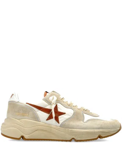 Golden Goose Running Sole Leather-trimmed Suede And Shell Sneakers In Brown