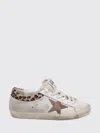 Golden Goose Super-star Sneakers In Suede With Worn Effect And Leopard Print Hairy Cow In Neutral