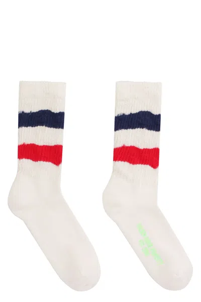 Golden Goose Sock High Rib Stripe In Neutral