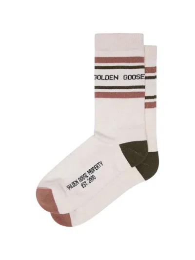 Golden Goose Socks Bi-color Stripes "heritage White"
