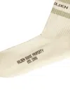 Golden Goose Socks High Rib Stripes Ripped In Heritage White Desert Sage Black