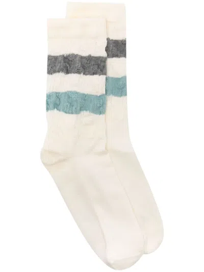 Golden Goose Socks High Rib In Vintage White Grey