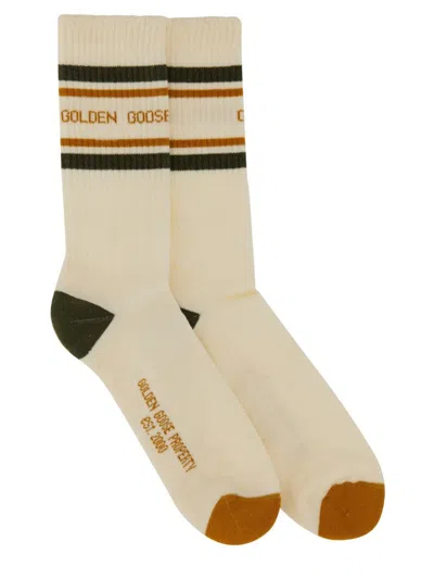 Golden Goose Socks With Stripe Detail In Neutral