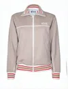 Golden Goose Soft Beige Striped Jacket With Piping Details In Neutral