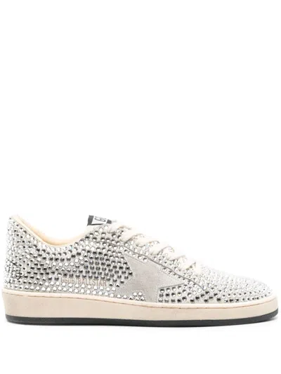 Golden Goose Ball Star Rhinestone -embellished Suede Sneakers In Gray