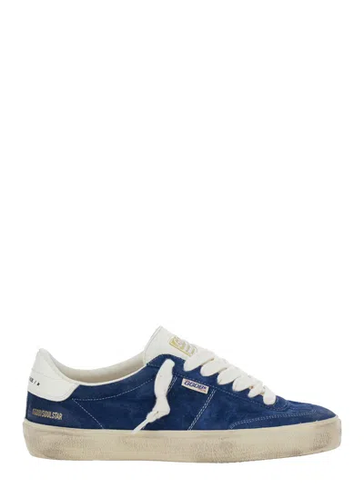 Golden Goose Leather Sneakers Featuring Contrasting Heel-tab In Blue