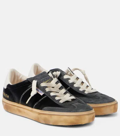 GOLDEN GOOSE SOUL STAR SUEDE-TRIMMED VELVET SNEAKERS