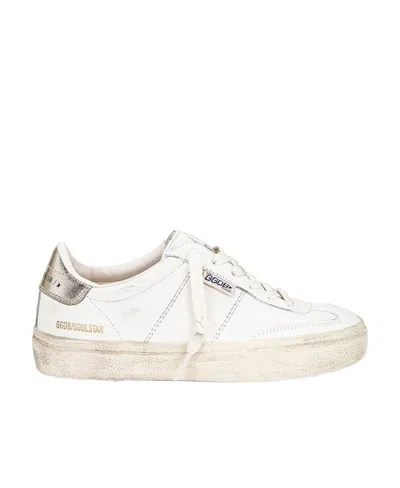 Golden Goose Soul Star Distressed Leather Sneakers In White