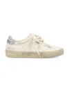 Golden Goose Soul Star Distressed Glittered Lace-up Sneakers In White Glitter