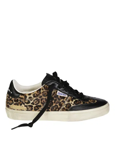 Golden Goose Soul Star Sneakers In Leopard-print Pony Skin With Black Nappa Leather Heel Tab And Ins In Animal Print