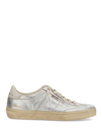 Golden Goose Womens Silver Com Soulstar 70192 Logo-print Leather Low-top Trainers