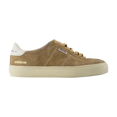 Golden Goose Suede And Leather Sneakers With Textured Detailing In Gold