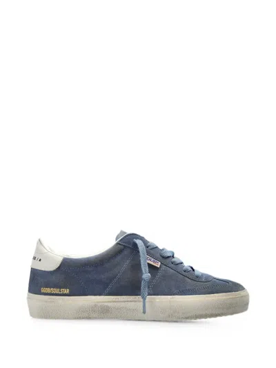 Golden Goose Soul-star Leather-trimmed Suede Sneakers In Blue