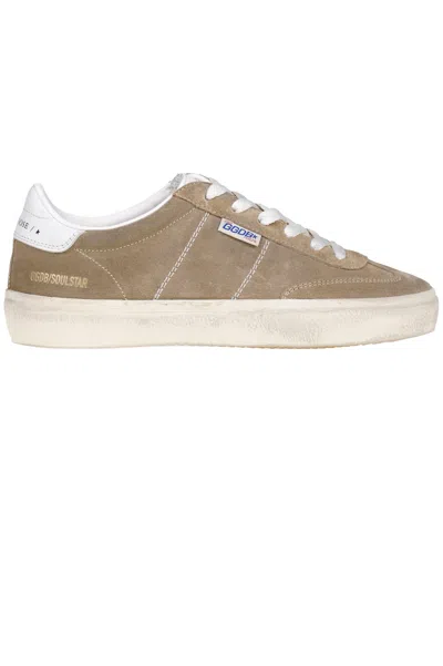 Golden Goose Suede And Leather Sneakers With Textured Detailing In Gold