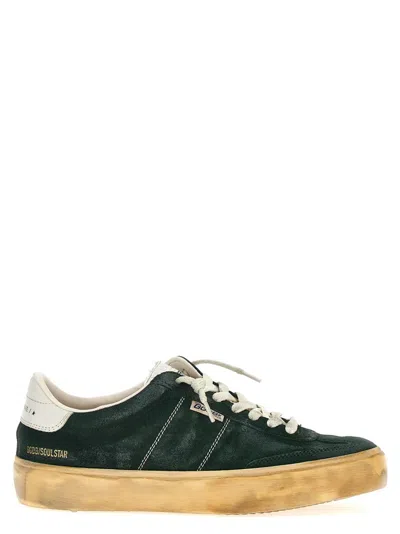 Golden Goose Soul-star Distressed Leather-trimmed Suede Sneakers In Green