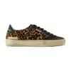 Golden Goose Soul Star Sneakers In Leopard-print Pony Skin With Black Nappa Leather Heel Tab And Inserts In Animal Print