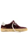 Golden Goose Soul-star Distressed Suede And Leather-trimmed Velvet Sneakers In Red