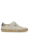 Golden Goose Soul Star Distressed Glittered Lace-up Sneakers In White