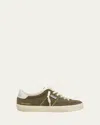Golden Goose Soul Star Suede Low-top Sneakers In Olive Green White Milk