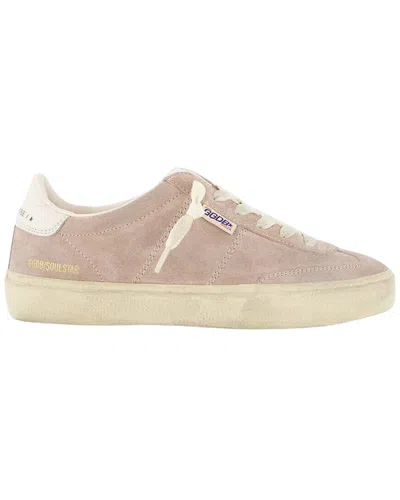 Golden Goose Soul-star Distressed Leather-trimmed Suede Sneakers In Pink